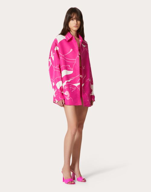 Valentino - Faille Panther Overshirt - Pink Pp/white - Woman - Dresses