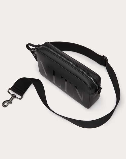 Vltn Leather Crossbody Bag for Man in Black | Valentino LV Vltn Leather Crossbody Bag for Man in Black | Valentino LV