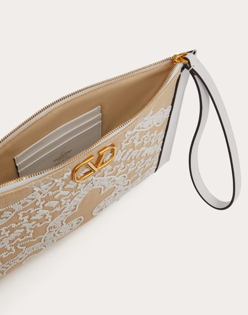Valentino Garavani - Embroidered Vlogo Signature Pouch - Natural/white - Woman - Clutches