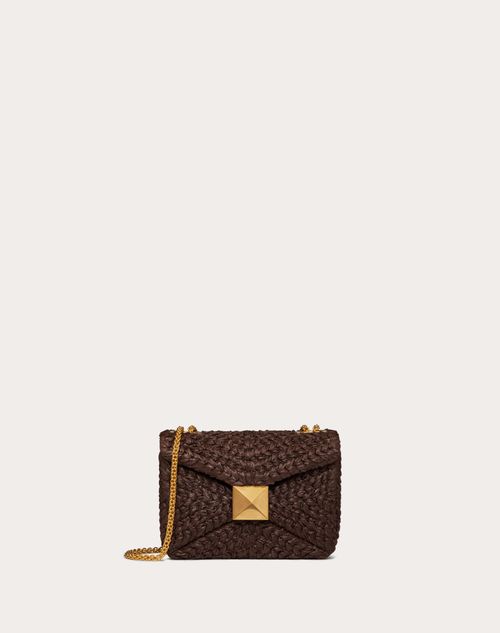 One Stud Raffia Bag With Chain for Woman in Fondant | Valentino US