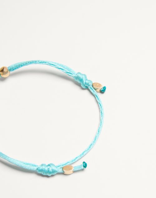 Valentino Garavani - Valentino Garavani Vlogo Signature Bracelet In Cotton And Swarovski® Crystals - Turquoise/crystal - Woman - Jewellery