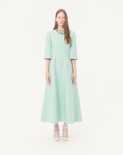 Valentino - Crepe Couture Embroidered Midi Dress - Celadon/silver - Woman - Dresses