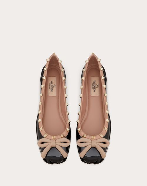 Rockstud Patent Leather Ballerina for Woman in Rose Cannelle