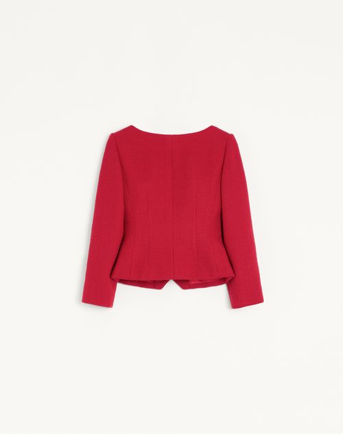 Valentino - Short Jacket In Plain Wool Tweed - Paris - Woman - Jackets And Blazers