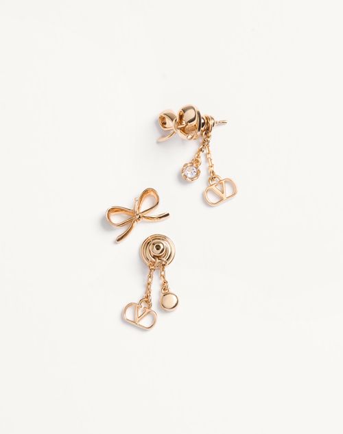 Valentino Garavani - Valentino Vlogo Floc Earrings In Metal And Swarovski® Crystals - Gold/crystal - Woman - Jewellery