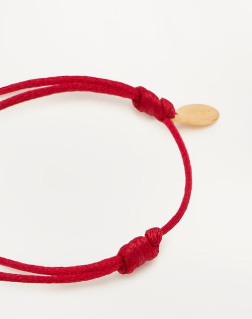 Valentino Garavani - Vlogo Signature Bracelet In Cotton And Swarovski® Crystals - Rouge Pur/black - Woman - Accessories