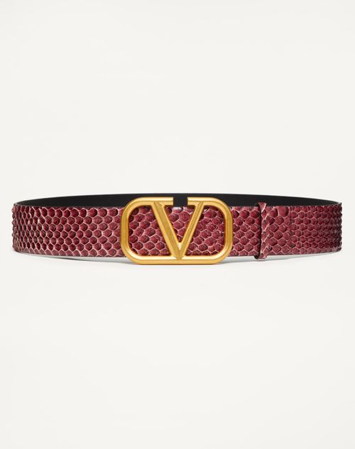 Valentino Garavani - Cinturón Vlogo Signature De Piel De Pitón Brillante De 40 mm - Cerise - Mujer - Cinturones