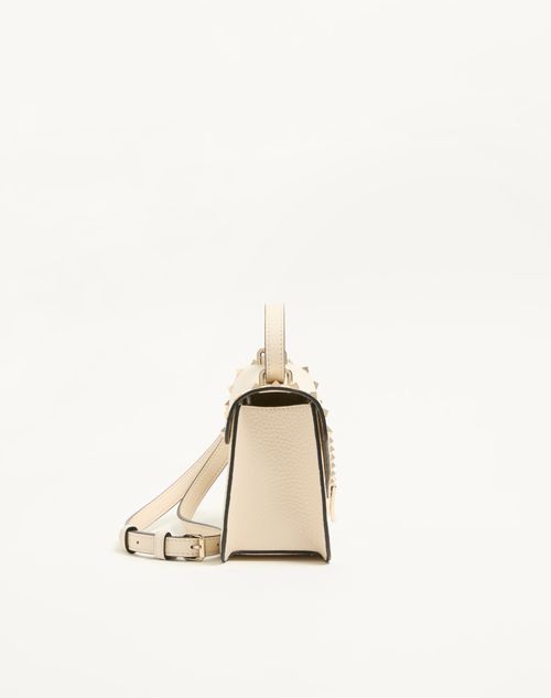 Valentino Garavani - Valentino Garavani Rockstud Small Shoulder Bag In Grainy Calfskin - Ivory - Woman - Shoulder Bags