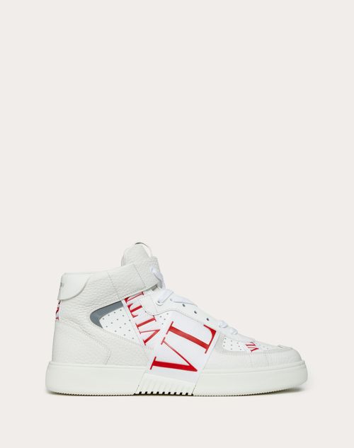 Valentino Garavani - Mid-top Calfskin Vl7n Sneaker With Bands - White/pure Red - Man - Man Shoes Sale