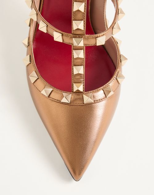 Valentino Garavani - Rockstud Pump In Laminated Nappa Leather 100mm - Gold - Woman - Pumps And Slingbacks