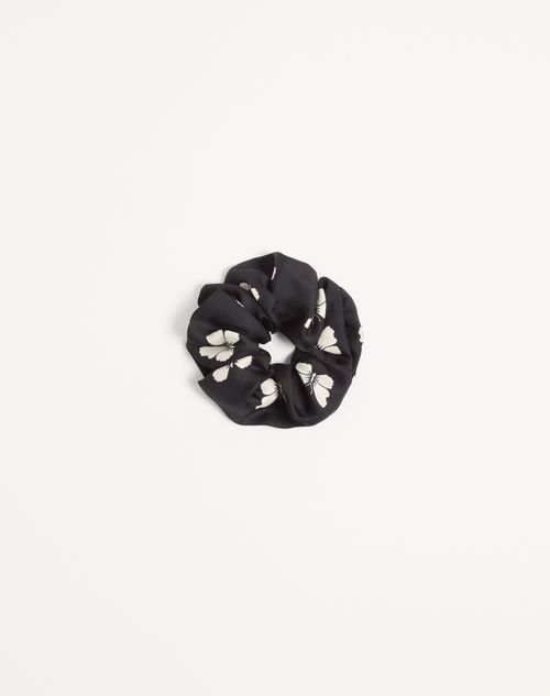 Valentino Garavani - Valentino Silk Scrunchie With Butterflow Print - Black/vanilla - Woman - Soft Accessories