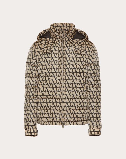 Valentino - Nylon Down Jacket With Toile Iconographe Print - Beige/black - Man - Winter Shop