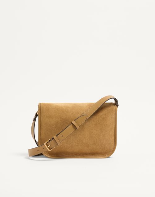 Valentino Garavani - Valentino Garavani Antibes Suede Shoulder Bag - Havana Beige - Man - Shoulder Bags
