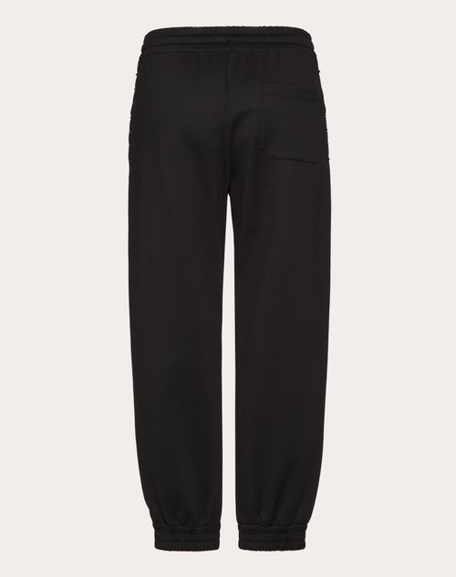 Valentino - Jersey Joggers With Black Untitled Studs - Black - Man - Pants And Shorts