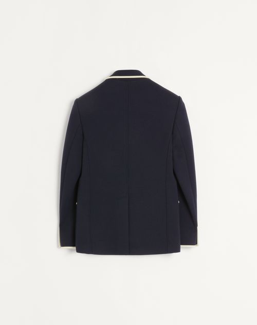 Valentino - Double-breasted Wool Jacket With Vg Patch - Night - Man - Coats And Blazers