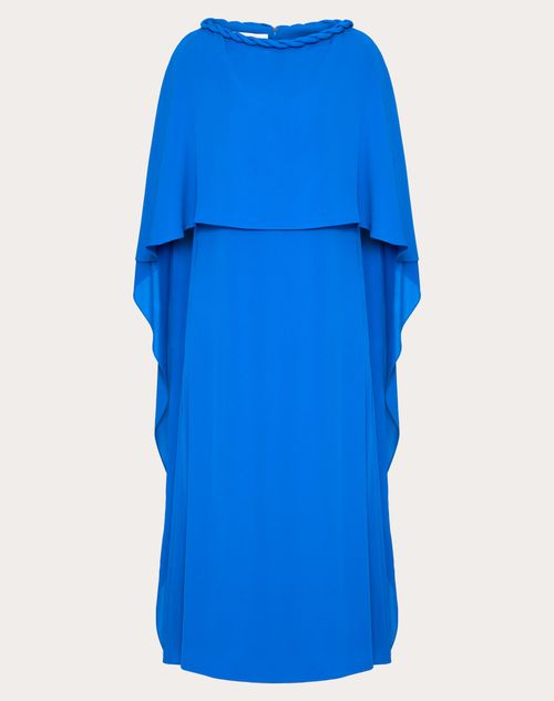 Valentino - Robe Midi En Double Georgette - Bleu Foncé - Femme - Robes