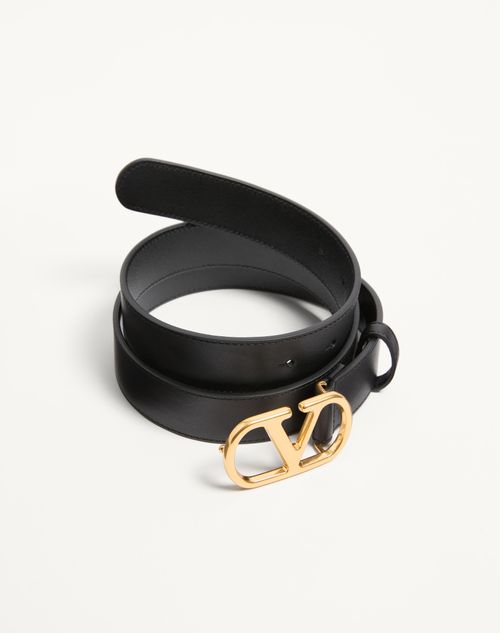 Valentino Garavani - Vlogo Signature Belt In Shiny Calfskin 30 Mm - Black - Man - Belts