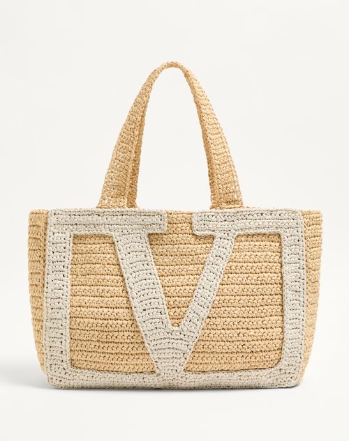 Valentino Garavani - Valentino Garavani Viva Superstar Large Raffia Shopping Bag - Natural/butter - Woman - Totes