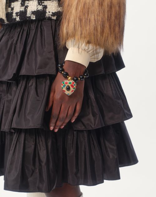 Valentino Garavani - Coeur Royal Bracelet In Metal, Resin, Enamel And Swarovski® Crystals - Antique Brass/red/black/crystal - Woman - Gifts For Her