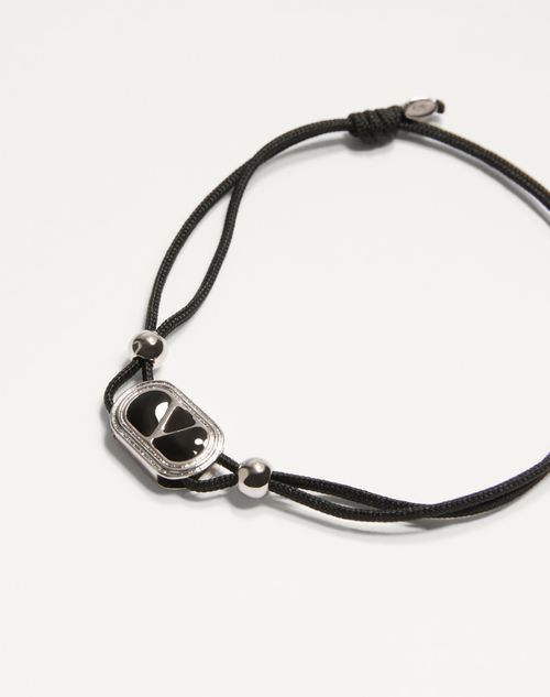 Valentino Garavani - Valentino Garavani Ovalette Cotton Bracelet - Black - Man - Jewellery
