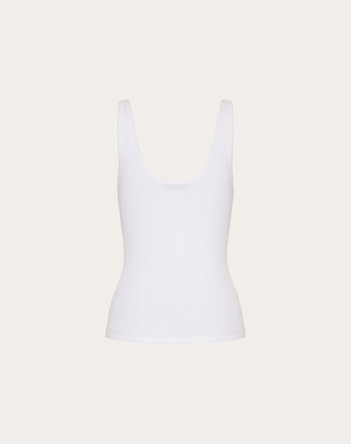 Valentino - Ribbed Cotton Top - White - Woman - T-shirts And Sweatshirts