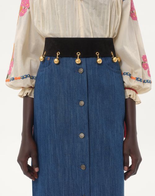 Valentino Garavani - Vlogo Signature Suede Belt 65 Mm - Black - Woman - Belts - Accessories
