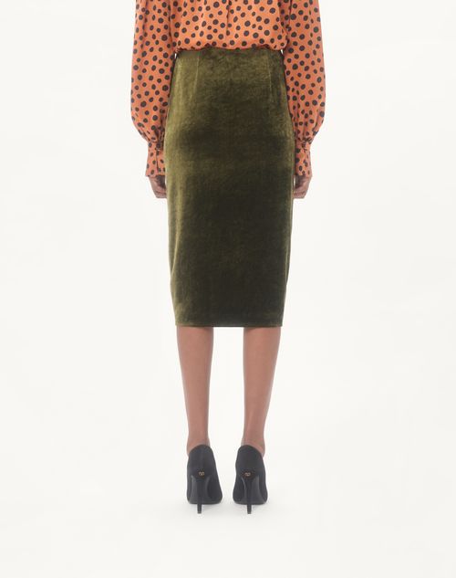 Valentino - Velvet Skirt - Military Green - Woman - Skirts