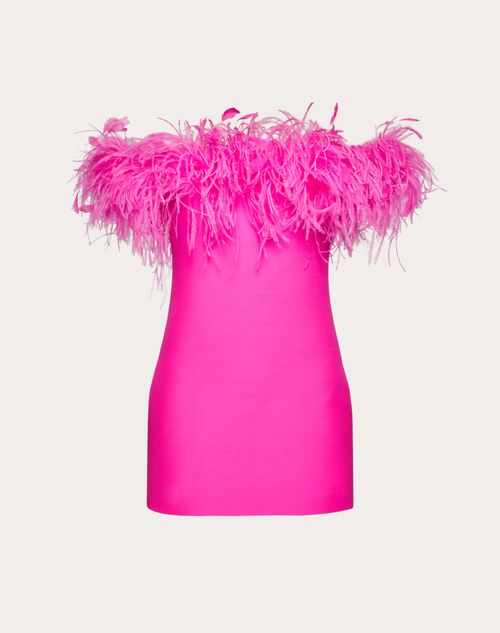 Valentino - Kurzes Kleid Crepe Couture Mit Federn - Pink Pp - Frau - Damen Sale-kleidung