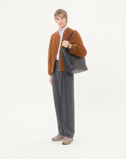 Valentino Garavani - Rockstud Reversible Elk Print Calfskin Tote - Black/saddle Brown - Man - Totes