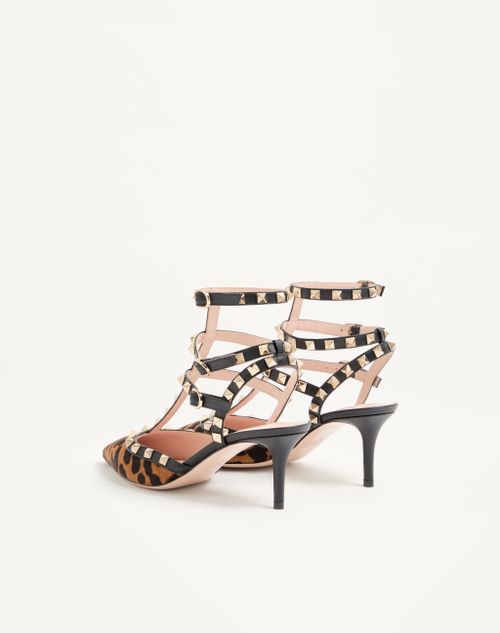Valentino Garavani - Rockstud Pumps With Straps In Pony-effect Calfskin 65mm
 - Animal Print - Woman - Shoes