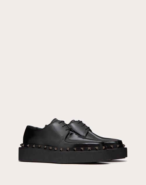 Valentino Garavani - ロックスタッズ M-way カーフスキン マッチングスタッズ付きダービーシューズ 50mm - ブラック - ウィメンズ - Shelf - W Shoes - Loafers