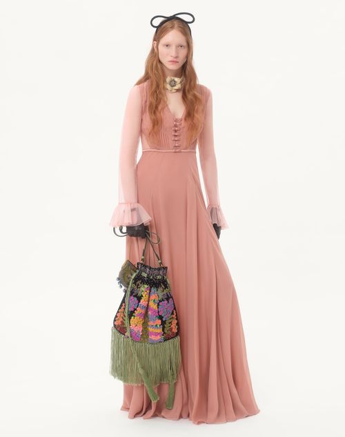 Valentino Garavani - Valentino Garavani Nellcôte Alice Embroidered Bag With Fringes - Black/multicolor - Woman - Shoulder Bags