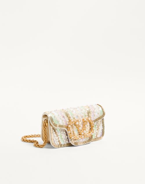 Valentino Garavani - Valentino Garavani Locò Small Embroidered Shoulder Bag With Jewel Logo - Multicolor - Woman - Shoulder Bags