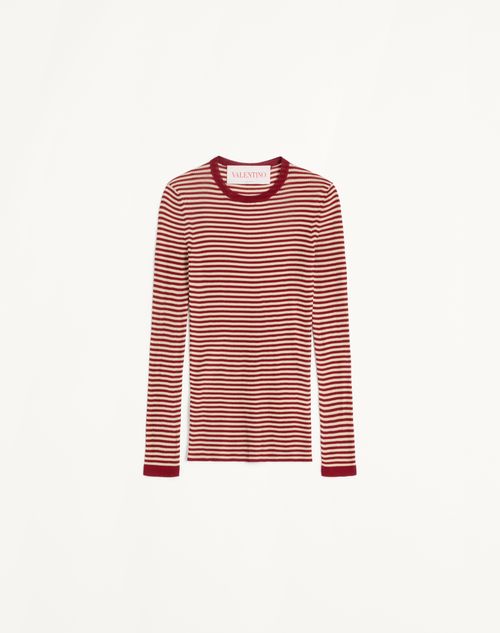 Valentino - Silk Sweater - Red/ecru - Woman - Knitwear