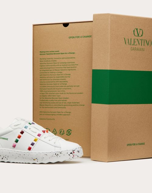 Valentino Garavani Open for A Change Sneaker in Bio-Based Material Man White/English Green 43.5