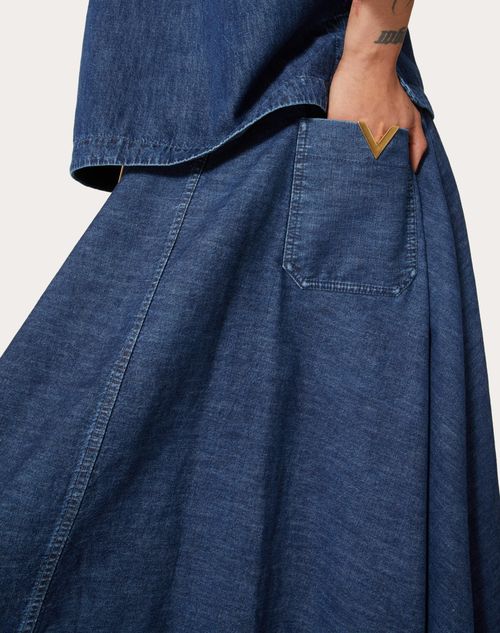 Chambray denim midi clearance skirt