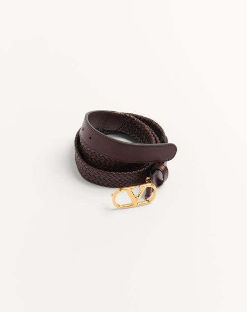 Valentino Garavani - Vlogo Signature Braided Calfskin Belt 25 Mm - Brown - Man - Belts