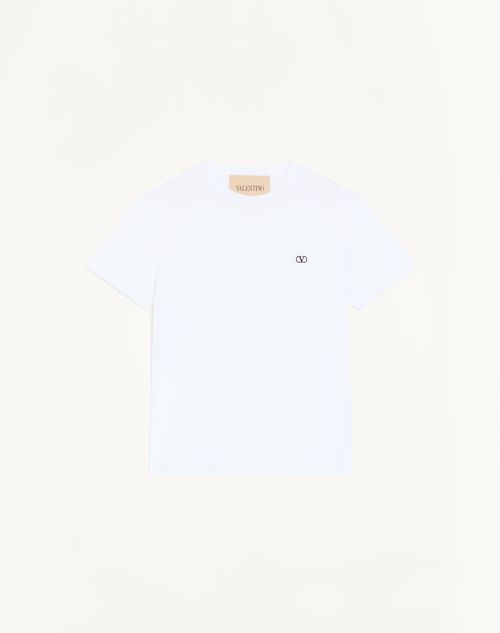 Valentino - Valentino Cotton T-shirt With Vlogo Embroidery - White - Man - T-shirts And Sweatshirts
