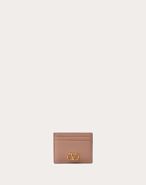 Valentino Garavani - Vlogo Signature Grainy Calfskin Cardholder - Rose Cannelle - Woman - Wallets & Cardcases - Accessories