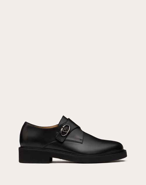 Valentino Garavani - Chaussures À Boucle Vlogo Locker En Cuir De Veau - Noir - Homme - Loafers & Oxford