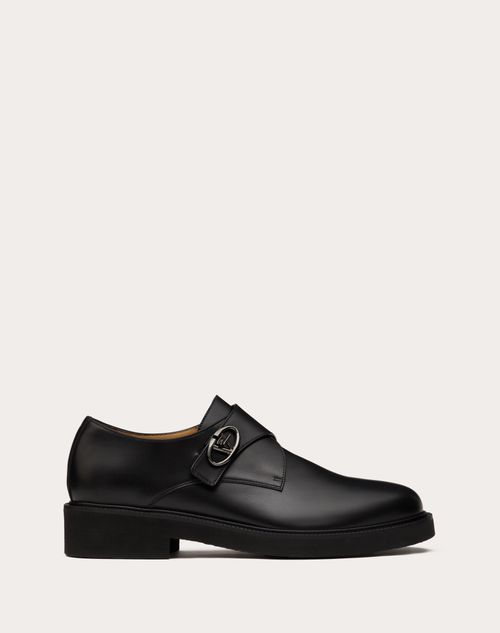 Valentino Garavani - Single Monk Strap Vlogo Locker In Calfskin - Black - Man - Fashion Formal - M Shoes
