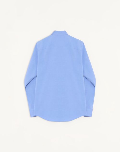 Valentino - Valentino Oxford Cotton Shirt With Vgold - Light Blue - Man - Shirts