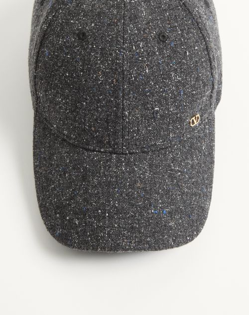 Valentino Garavani - Valentino Garavani Vlogo Signature Wool Baseball Cap - Grey - Man - Hats And Gloves