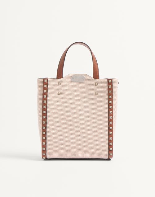 Valentino Garavani - ロックスタッズ キャンバス スモール トート - ナチュラル/タバコ/サドルブラウン/カプチーノ - メンズ - トート