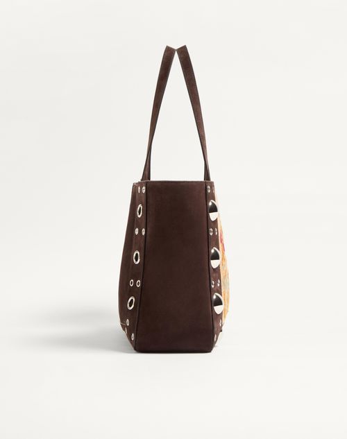 Valentino Garavani - Valentino Garavani Nellcôte Medium Embroidered Shopping Bag - Multicolor/testa Di Moro - Woman - Totes