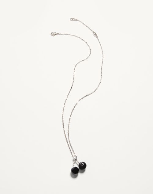 Valentino Garavani - Chez Valentino Necklace In Metal And Enamel - Palladium - Man - Jewelry