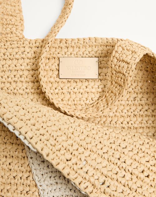 Valentino Garavani - Valentino Garavani Viva Superstar Large Raffia Shopping Bag - Natural/butter - Woman - Totes