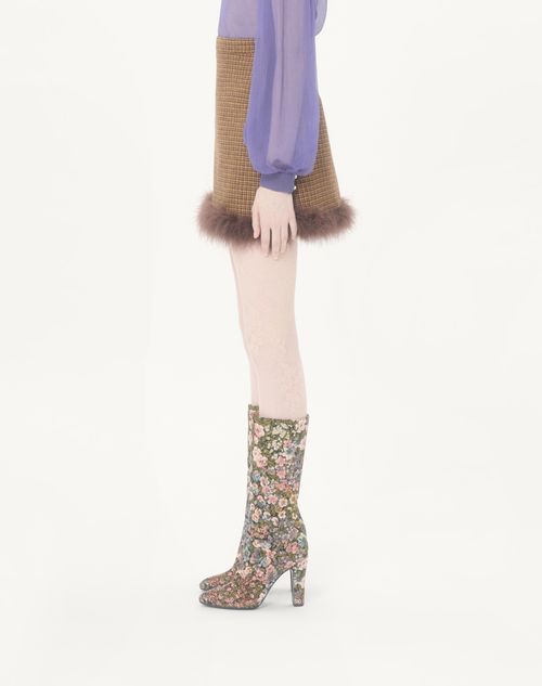Valentino - Short Houndstooth Skirt - Brown - Woman - Skirts
