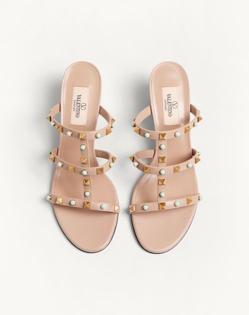 Valentino Garavani - Rockstud Slide Sandal In Calfskin With Cabochon Stones 60mm - Rose Cannelle - Woman - Sandals