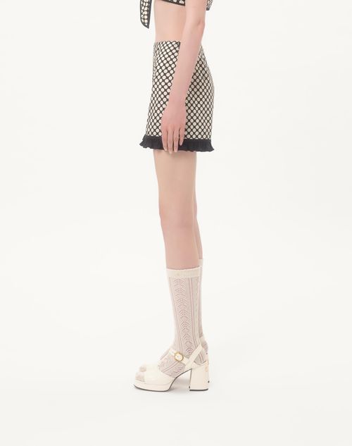 Valentino - Poplin Shorts With Plus De Pois Print - Black/white - Woman - Pants And Shorts